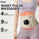 EMS Waist Massager Belt Electric Muscle Stimulator Abdominal Abs Trainer Pulse Slimming Shaping Massager Incontinence Therapy Heating Back Pain Relief Belt Core Weight Loss Fitness Vibration Waist Trimmer Stomach Heating Pad Lumbar Support Band with 9 Lev - Image 2