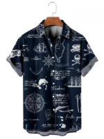Vintage Button Up Shirt Man 3d Map Printed Short Sleeve Hawaiian Shirt Lapel Men's Clothing Casual Fashion Tops Oversized Tshirt - Image 5