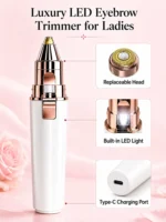 Eyebrow Trimmer Electric Eyebrow Trimmer for Women Face Sharp Rechargeable Eyebrow Razor for Women Trimmer Set Replacement Blade - Image 5