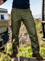 Men's Flex Tactical Pants, Lightweight Ripstop Tactical Cargo Pants, Outdoor Commuting and Training Pants, Abrasion-Resistant, Water Resistant Cargo Pants, Work Pants Multi Pockets Hiking Outdoor Casual Pants, Durable Trousers,  (No Belt, Army Green) - Image 3