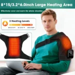 Electric Heated Shoulder Massager With 3 Heat Levels 3 Vibration Modes, Rechargeable Shoulder Support Wrap with Timer and Touch Screen, Extended Straps - Image 2