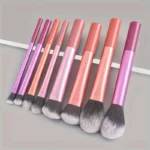 15 PCs Rainbow Color High Quality Makeup Brush Set - Perfect for Eyeshadow, Foundation, and Cosmetic Tools - Image 10