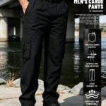 Men's Outdoor Multi-Functional Work Pants with an Elastic Waistband and Multiple Pockets—Lightweight and Breathable, Suitable for Camping, Travel, and Gear Carrying. The Loose, Straight-Leg Fit Is Suitable for Both Outdoor and Casual Wear.