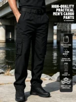 Men's Outdoor Multi-Functional Work Pants with an Elastic Waistband and Multiple Pockets—Lightweight and Breathable, Suitable for Camping, Travel, and Gear Carrying. The Loose, Straight-Leg Fit Is Suitable for Both Outdoor and Casual Wear.