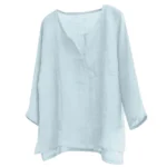 New Men's Summer Spring Long Sleeve Loose Shirt Solid Color Casual Long Sleeve Cool Shirt Vn-eck Tops Size S-5XL - Image 8