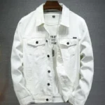 KIDWHXR Autumn Man Denim Coat Streetwear Solid Turn Down Collar Men Outerwear Retro Single-breasted Versatile Male Jacket