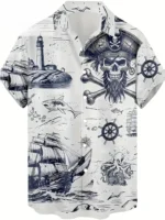 Vintage 3d Print Pirate Pattern Men Shirts Summer Oversized Street Beach Hawaiian Shirt Hip Hop Cool Mens Clothes Button Shirts - Image 7