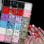 Mixed Nail Art Charms Set with Ribbons, Bows, Flowers, Cherry, Strawberry & Metal Butterflies - DIY Nail Decorations Accessories - Image 3