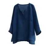 New Men's Summer Spring Long Sleeve Loose Shirt Solid Color Casual Long Sleeve Cool Shirt Vn-eck Tops Size S-5XL - Image 4