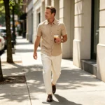 Men's Linen Blend Short Sleeve Button Down Shirt Casual Beach Top with Chest Pocket Breathable Lightweight Summer Shirts for Men - Image 4