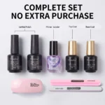 Ovanlee 5-Piece UV Gel Polish Kit with Mini Lamp – Gentle, Low-Odor & Non-Irritating Formula, Complete Manicure Tools Included, Ideal Gift for DIY Nail Art Beginners - Image 2
