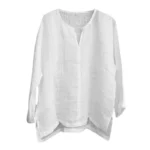 New Men's Summer Spring Long Sleeve Loose Shirt Solid Color Casual Long Sleeve Cool Shirt Vn-eck Tops Size S-5XL - Image 7