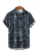Vintage Button Up Shirt Man 3d Map Printed Short Sleeve Hawaiian Shirt Lapel Men's Clothing Casual Fashion Tops Oversized Tshirt - Image 2