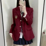 New Spring Preppy All Match Suit Coat Bf Loose Solid Color Lapel Casual Buttons Outerwear Japanese Uniform Women Blazer Jacket