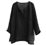 New Men's Summer Spring Long Sleeve Loose Shirt Solid Color Casual Long Sleeve Cool Shirt Vn-eck Tops Size S-5XL - Image 11