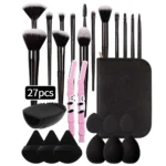 27/14/9/1PCS Professional Makeup Brush Set 14 Brushes, Makeup Sponge, Powder Puff, Makeup Bag, Eyebrow Razor, Cleaning Tools - Image 6