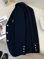 New Spring Preppy All Match Suit Coat Bf Loose Solid Color Lapel Casual Buttons Outerwear Japanese Uniform Women Blazer Jacket - Image 3