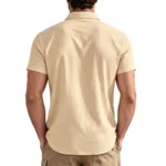 Men's Linen Blend Short Sleeve Button Down Shirt Casual Beach Top with Chest Pocket Breathable Lightweight Summer Shirts for Men - Image 3