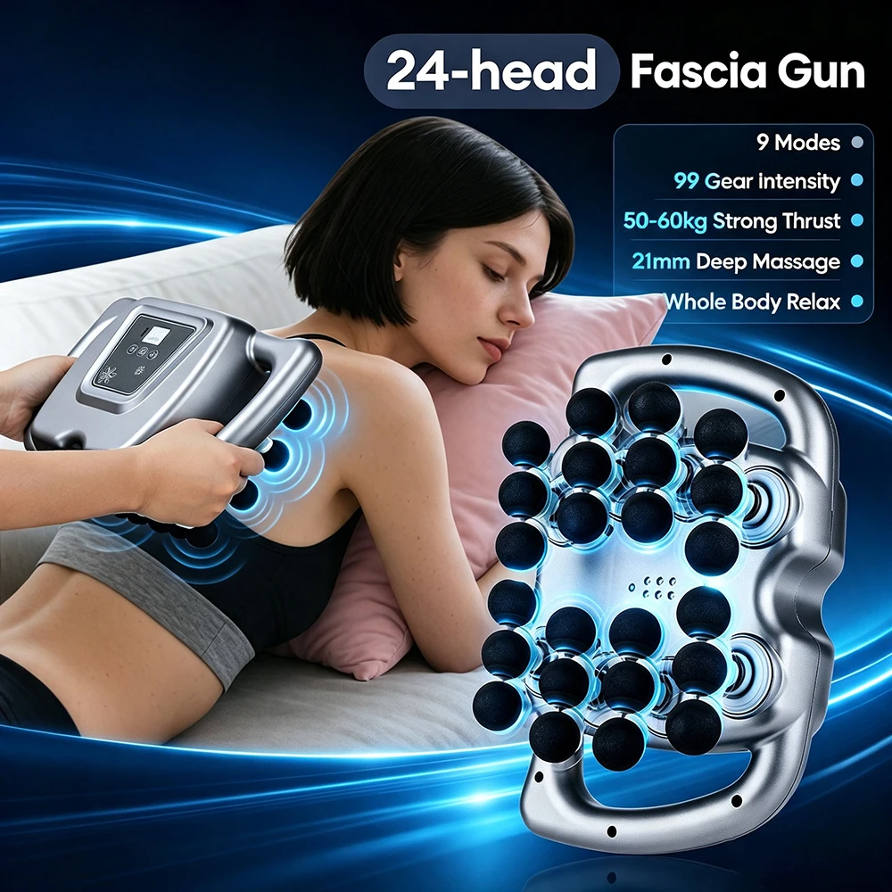 S61a1f9aeb1a74dc88e4f6587043957c36.webp 24-Heads Fascia Gun High-Frequency Vibration Body Massage Gun Back and Waist Massager Neck Shoulder Massager Muscle masajeador - Image 1
