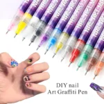 12Pcs/Set Nail Acrylic Graffiti Pen 12 Color Nail Marker DIYNail Art Graffiti Pen Nail Polish Pens Drawing Painting Point - Image 2
