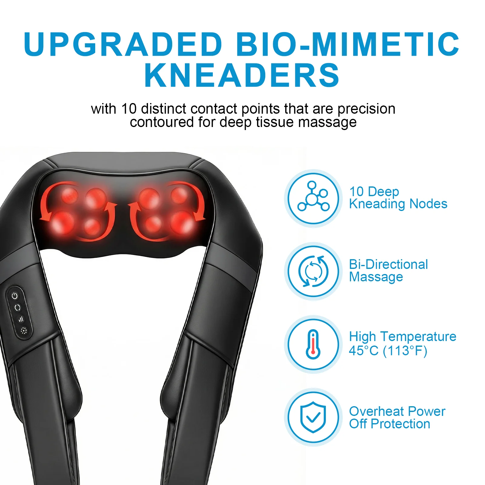S6579d083058f4c0788ad1b0fd393690ai.webp Leercon Shiatsu Neck and Shoulder Massager Heated Back Massager U Shape Deep Kneading Electric Massage Pillow For Neck Waist Leg Body - Image 1