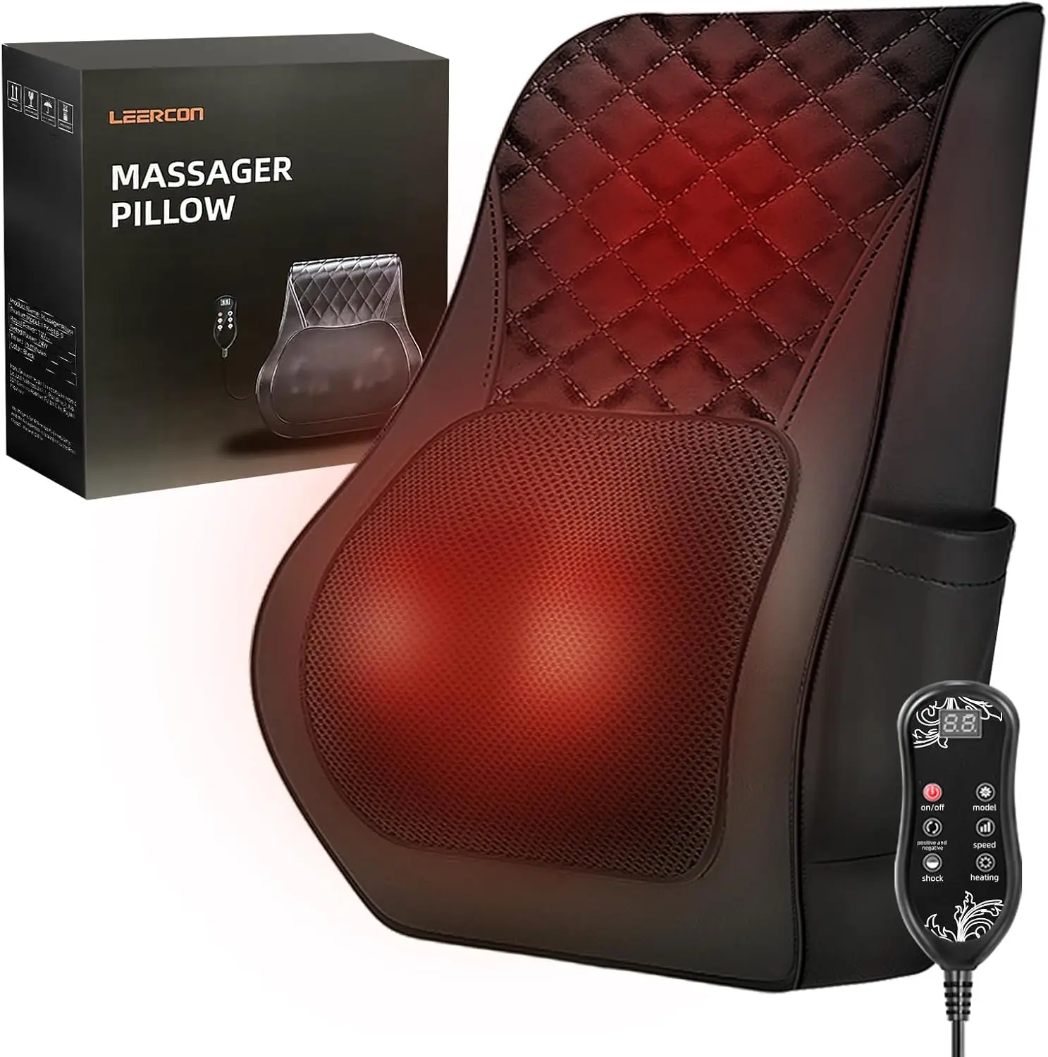 S69bf10e57681409eb1aa22986978db7fG.webp Leercon Neck Massager with Heat, 3D Kneading Massage Pillow for Neck and Back, Shoulder, for Stress Relax at Woman Man Home Office - Image 1