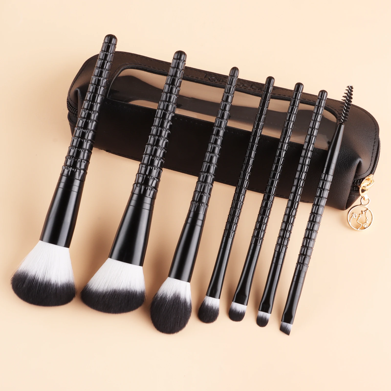 S69eb9377643c40e4a6ab239582dadf3bx.webp 7Pcs Crocodile Texture Handle Makeup Brush Set with Storage Bag Powder Blush Foundation Eyebrow Cosmetic Brushes Kit - Image 1