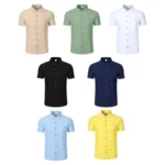 Men's Linen Blend Short Sleeve Button Down Shirt Casual Beach Top with Chest Pocket Breathable Lightweight Summer Shirts for Men - Image 6