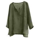 New Men's Summer Spring Long Sleeve Loose Shirt Solid Color Casual Long Sleeve Cool Shirt Vn-eck Tops Size S-5XL - Image 5