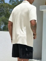 Men's casual shirts, short-sleeved men's shirts, summer clothes, pleated fabrics, light and breathable, suitable for queuing for - Image 4