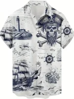 Vintage 3d Print Pirate Pattern Men Shirts Summer Oversized Street Beach Hawaiian Shirt Hip Hop Cool Mens Clothes Button Shirts - Image 4