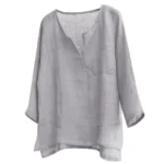 New Men's Summer Spring Long Sleeve Loose Shirt Solid Color Casual Long Sleeve Cool Shirt Vn-eck Tops Size S-5XL - Image 9