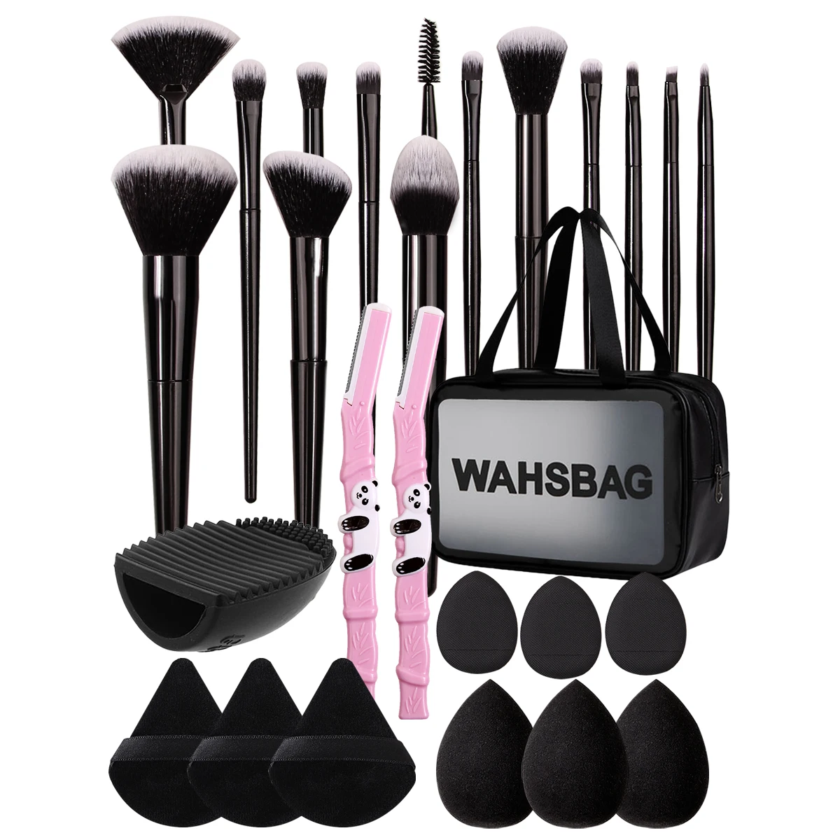 S7e484f7ddfca4926826fa82e9f28a9faa.webp 27/14/9/1PCS Professional Makeup Brush Set 14 Brushes, Makeup Sponge, Powder Puff, Makeup Bag, Eyebrow Razor, Cleaning Tools - Image 1