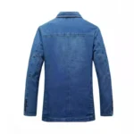 KIDWHXR Man Denim Blazer Autumn Business Casual Single-breasted Men Jacket Retro Loose Long Sleeve Pocket Male Jean Suit Coat - Image 2