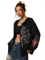 2026 Y2K Spider Web Print Unisex Zip Up Hoodie| Oversized Loose Fit for Men & Women, All Seasons - Image 6