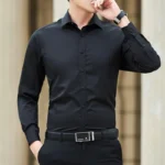 New Plus Size Men Solid Color Business Shirt Fashion Classic Basic Casual Slim White Long Sleeve Shirt Brand Clothes - Image 7