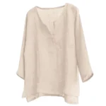 New Men's Summer Spring Long Sleeve Loose Shirt Solid Color Casual Long Sleeve Cool Shirt Vn-eck Tops Size S-5XL - Image 3