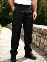 Men's Outdoor Multi-Functional Work Pants with an Elastic Waistband and Multiple Pockets—Lightweight and Breathable, Suitable for Camping, Travel, and Gear Carrying. The Loose, Straight-Leg Fit Is Suitable for Both Outdoor and Casual Wear. - Image 7