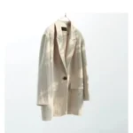 Natural Raindrop Linen Oversize Suit Jacket Women's Boyfriend Style Casual Blazer Loose Shape Top（No Shoulder Pads）