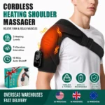 Electric Heated Shoulder Massager With 3 Heat Levels 3 Vibration Modes, Rechargeable Shoulder Support Wrap with Timer and Touch Screen, Extended Straps
