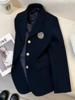 New Spring Preppy All Match Suit Coat Bf Loose Solid Color Lapel Casual Buttons Outerwear Japanese Uniform Women Blazer Jacket - Image 2