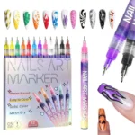12Pcs/Set Nail Acrylic Graffiti Pen 12 Color Nail Marker DIYNail Art Graffiti Pen Nail Polish Pens Drawing Painting Point