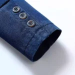KIDWHXR Man Denim Blazer Autumn Business Casual Single-breasted Men Jacket Retro Loose Long Sleeve Pocket Male Jean Suit Coat - Image 4