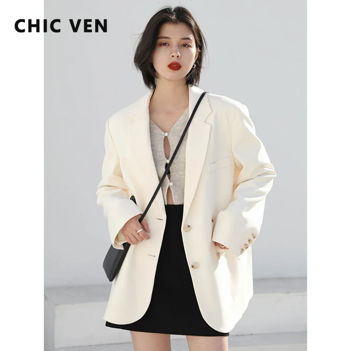 Sb91cc67e9f1d480cba5249fbbc798d5a0.webp CHIC VEN Women's Blazer Korean Casual Solid Long Sleeve Coats All-match Office Lady Elegant Fashion Clothing Spring Autumn 2026 - Image 1