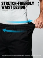 Men's Outdoor Multi-Functional Work Pants with an Elastic Waistband and Multiple Pockets—Lightweight and Breathable, Suitable for Camping, Travel, and Gear Carrying. The Loose, Straight-Leg Fit Is Suitable for Both Outdoor and Casual Wear. - Image 5