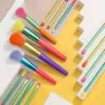 15 PCs Rainbow Color High Quality Makeup Brush Set - Perfect for Eyeshadow, Foundation, and Cosmetic Tools - Image 3