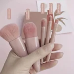 5Pcs Mini Pink Makeup Brush Set with Built-in Mirror, Soft Synthetic Bristles Gentle on Skin Portable Travel Size for Daily Makeup On-the-Go Touch-ups Home Travel Women Makeup Lovers Beginners Blush Eyeshadow Foundation Brushes Cosmetic Beauty Tool Kit - Image 3