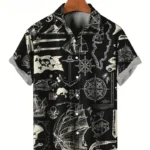 Vintage 3d Print Pirate Pattern Men Shirts Summer Oversized Street Beach Hawaiian Shirt Hip Hop Cool Mens Clothes Button Shirts