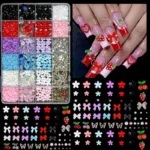 Mixed Nail Art Charms Set with Ribbons, Bows, Flowers, Cherry, Strawberry & Metal Butterflies - DIY Nail Decorations Accessories - Image 2