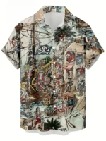 Vintage 3d Print Pirate Pattern Men Shirts Summer Oversized Street Beach Hawaiian Shirt Hip Hop Cool Mens Clothes Button Shirts - Image 11